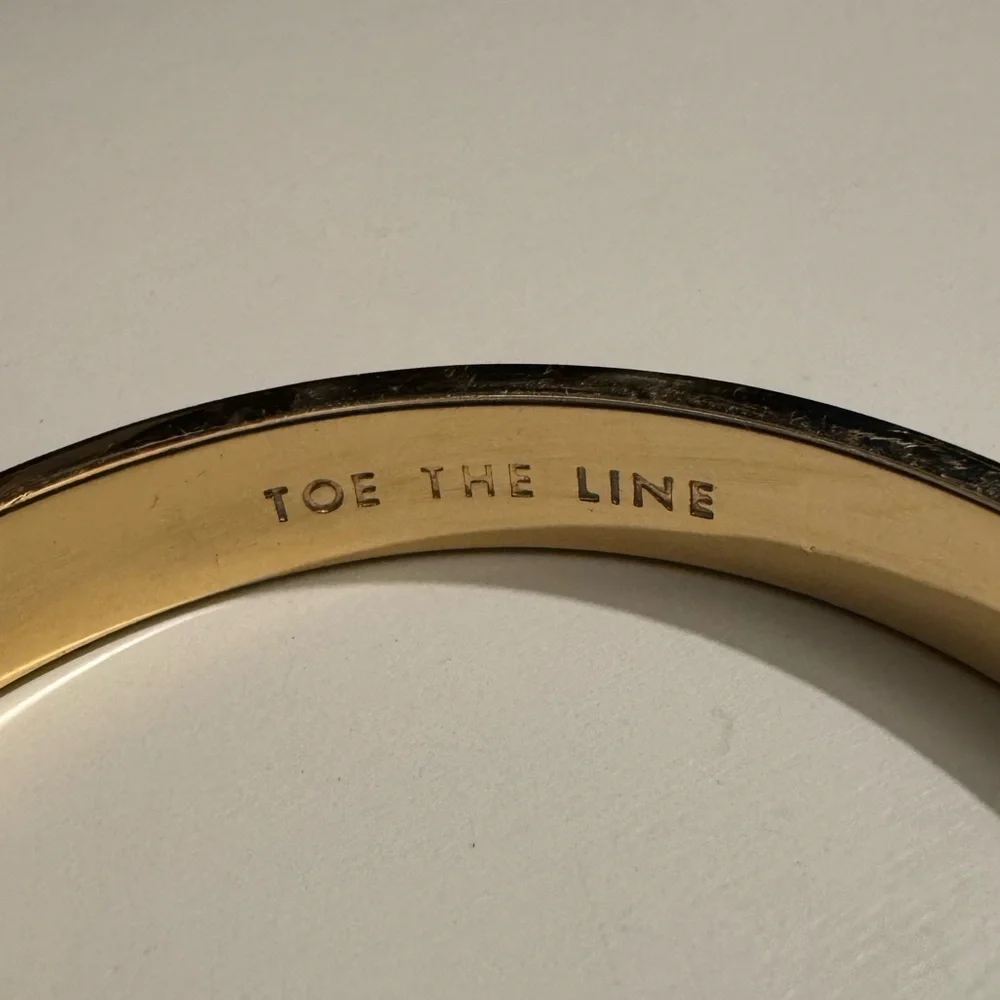Kate Spade Yellow and Cream Enamel Diagonal Stripe Bangle Bracelet